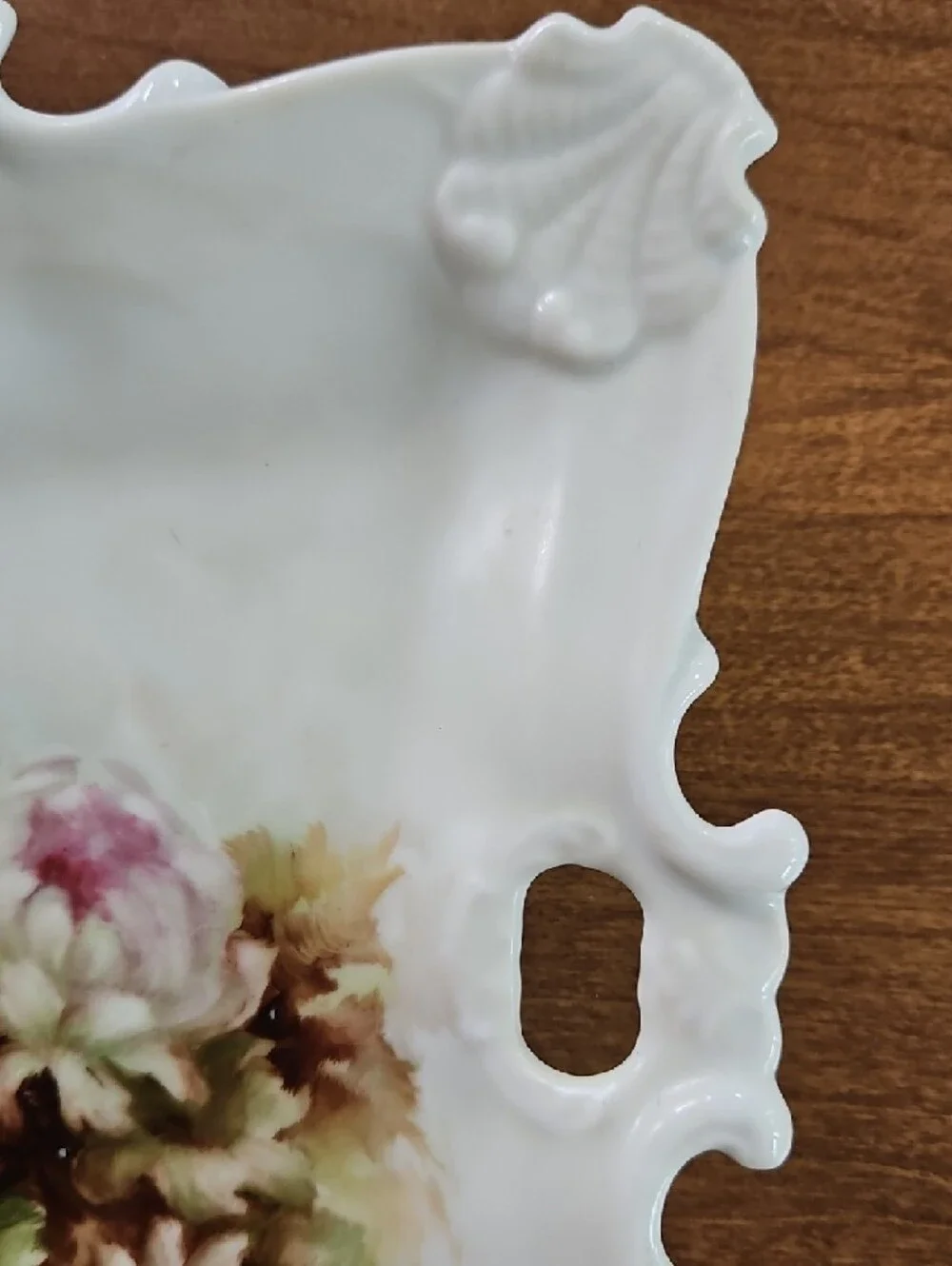 Vintage Hand-Painted Floral Porcelain Square Plate